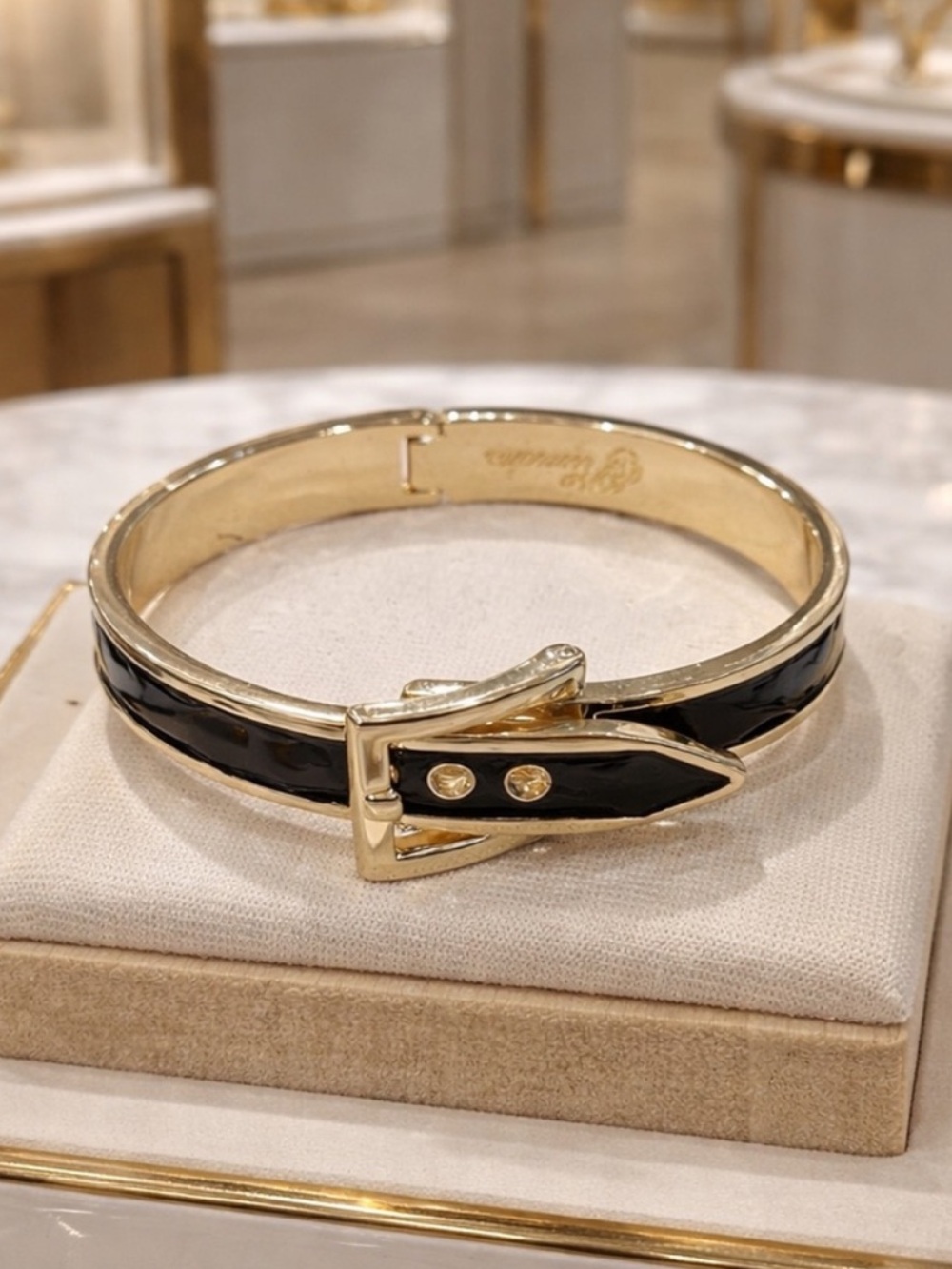 Plunder Gold and Black Belt Buckle Bangle Bracelet